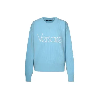 VERSACE Logo Embroidered Knitted Jumper