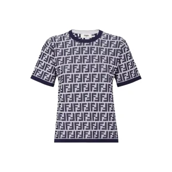 FENDI Navy Blue Cotton Jumper Sweater Women's Marine Blue