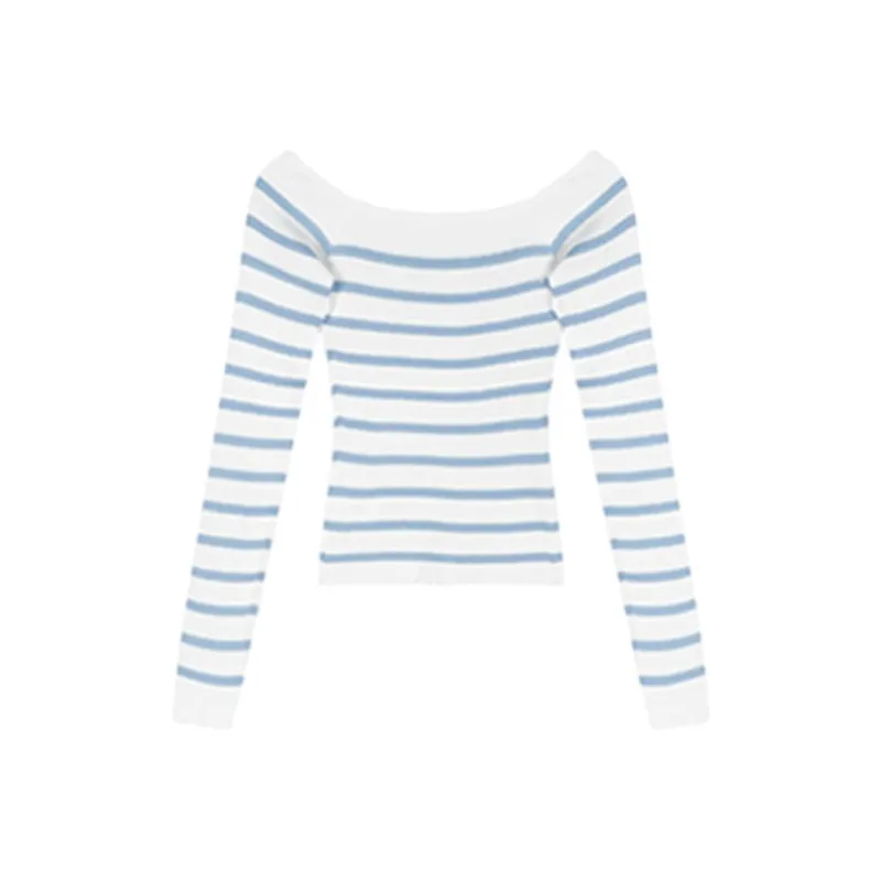 ABBY GODDESS T Shirt Women's Blue Stripes-1
