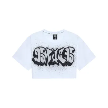 TCH Crop Tops Women's White With Silver Logo