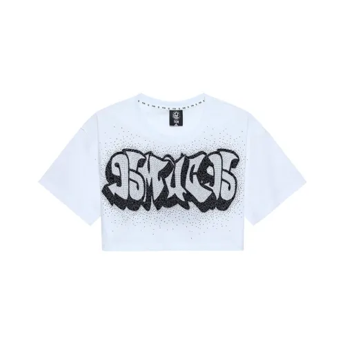 TCH Crop Tops Women's White With Silver Logo