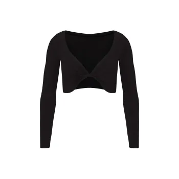 SKIMS COTTON TWIST LONG SLEEVE CROPPED TOP Crop Tops Women's SOOT/Smoke Gray