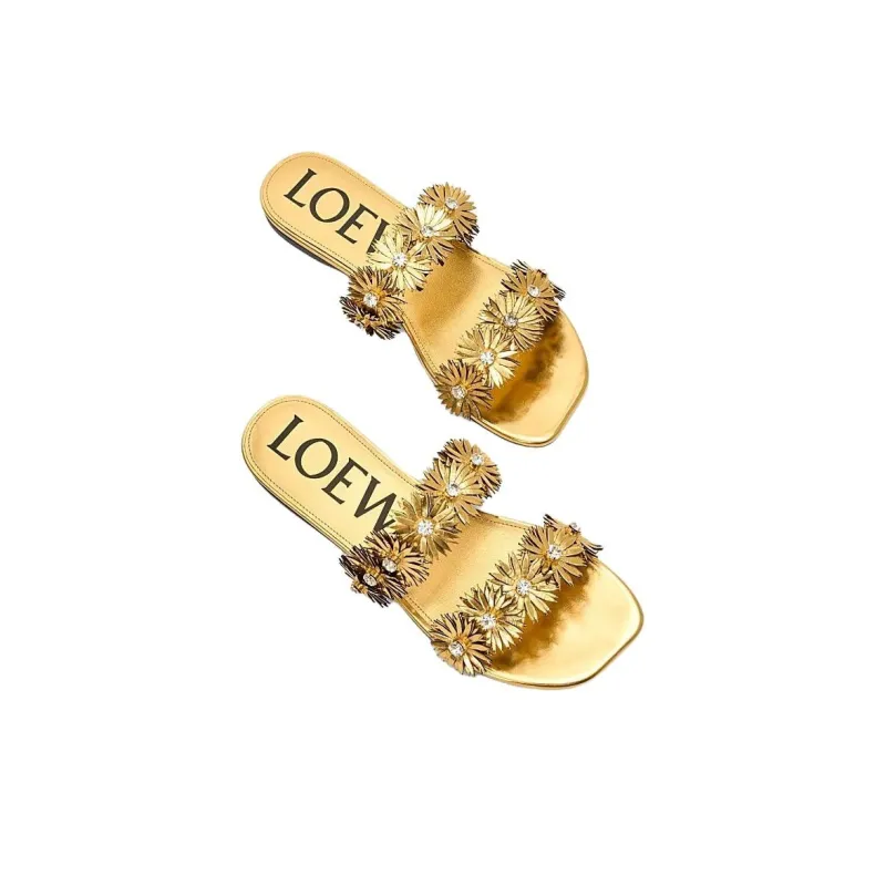 LOEWE Petal Slide Slippers Women's Gold-3