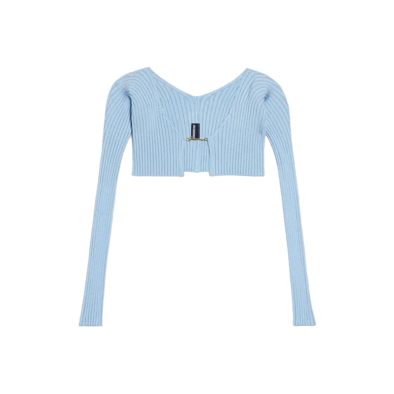 Jacquemus La Maille Pralu Micro Charm Logo Cardigan Pink-3