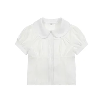 1ESS LA MODE Puff Sleeve T Shirt Women's White
