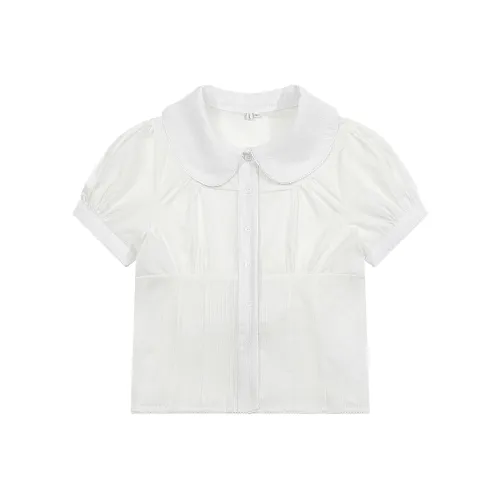 1ESS LA MODE Puff Sleeve T Shirt Women's White