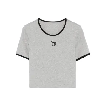 Marine Serre Crescent Moon embroidered T shirt
