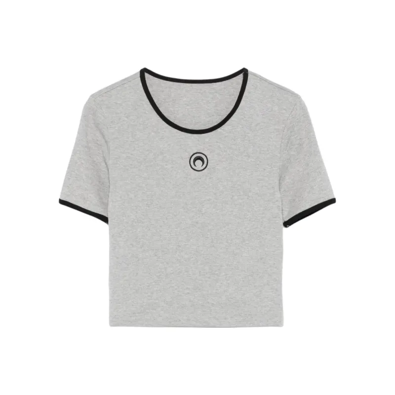 Marine Serre Crescent Moon embroidered T shirt-0