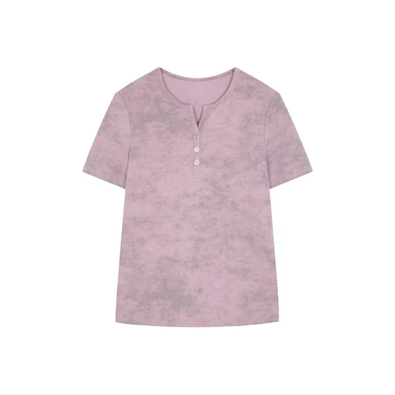 Mo Han Yi Mei T Shirt Women's Gray Pink-0