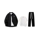Clothing Set (Black Shirt+White Short-Sleeved Shirt+Black Casual Pants)