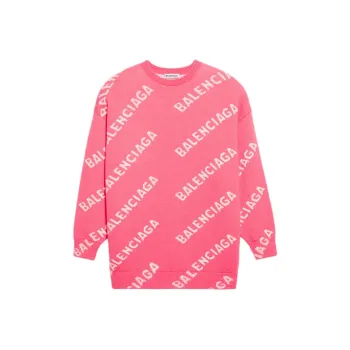 Balenciaga Allover Logo Wool Blend Jumper Pink/White
