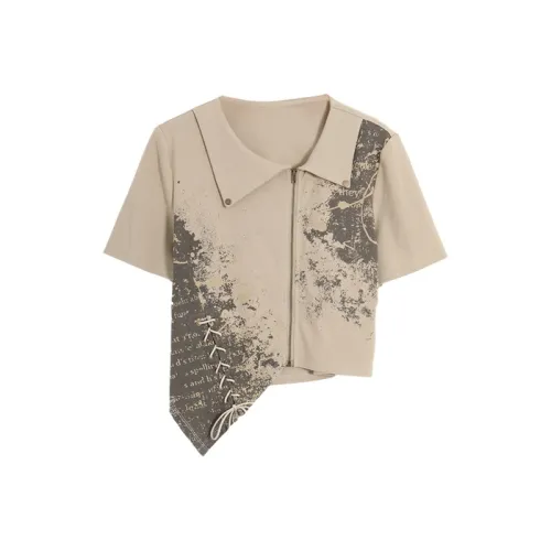 SETIROM Crop Tops Women's Khaki