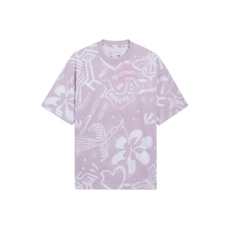 LiNing Sports Trend Series Drop Shoulder Sleeve T Shirt Women's Purple-0