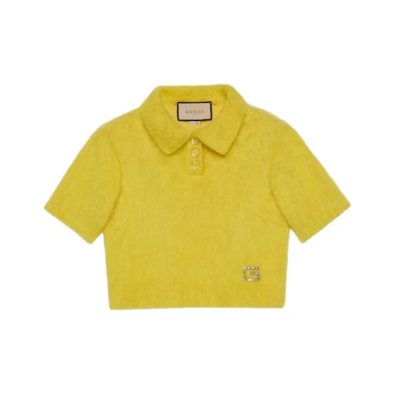 GUCCI Logo Embellished Cropped Polo Sweater-0