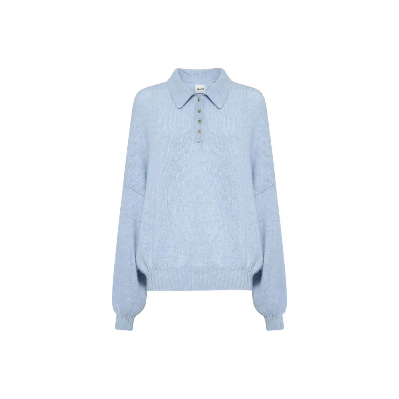 KHAITE Rene Long Sleeved Polo Jumper-0