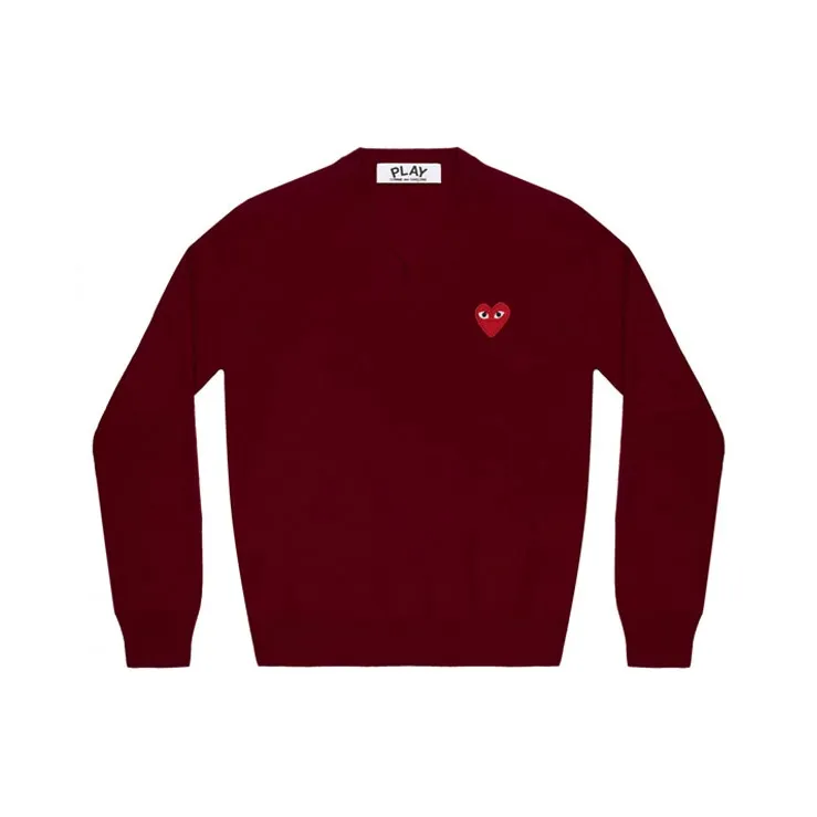 CDG Play Sweaters Women's Burgundy-0