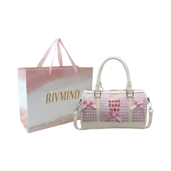 RIVMIND PU Patchwork One Shoulder Handbag Women's White/Pink/Blue/Black