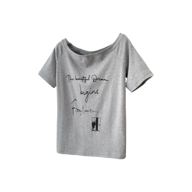 Ning Cai Yuer Regular T Shirt Women's Gray-0