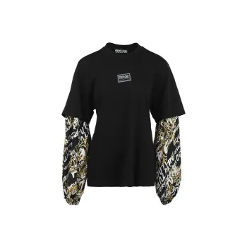 VERSACE JEANS COUTURE FW22 Drop Shoulder Sleeve T Shirt Women's Black