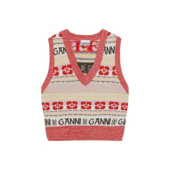 GANNI Intarsia knit Logo Vest