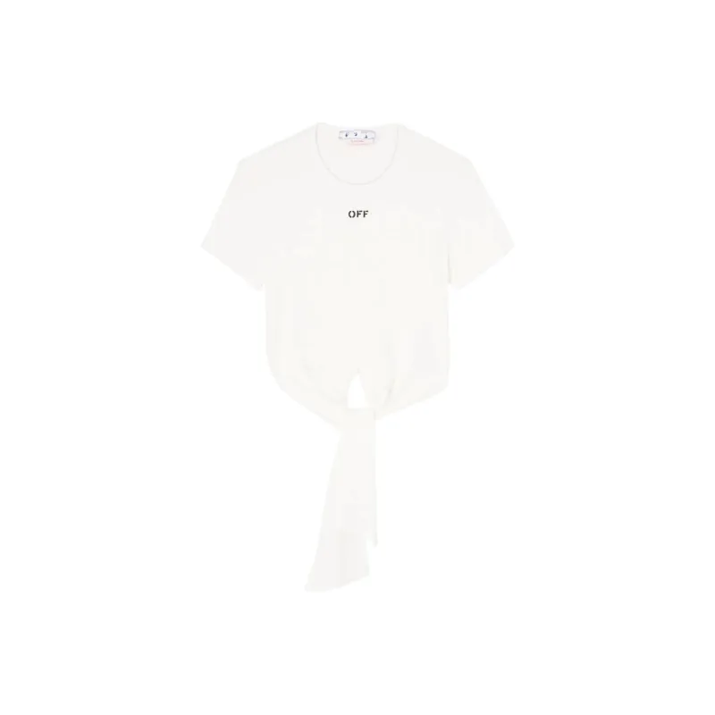 OFF WHITE Off Stamp Ribbed Knotted Shirt Black-0