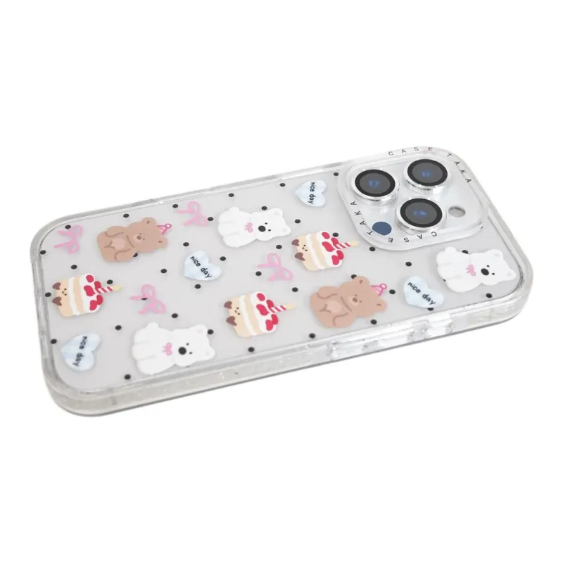 KVZUVUU Acrylic Material Polka Dot Cake Animal Phone Cases Compatible With IPhone 16/15 Pro Max/Apple 13/14 Pro/Max-3
