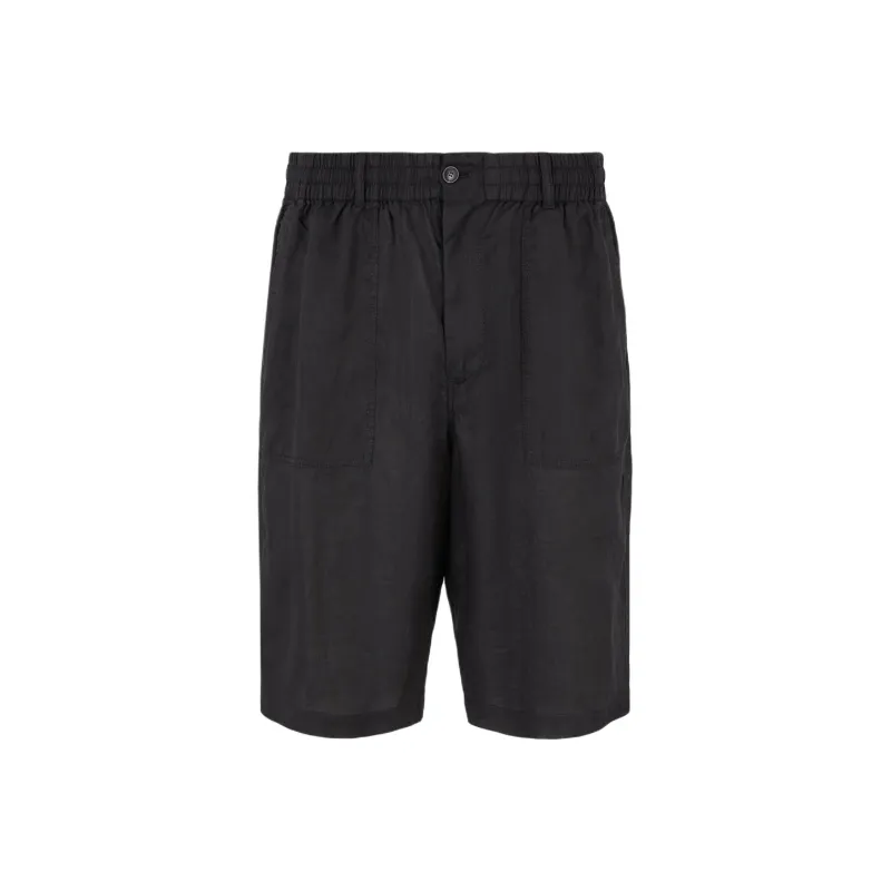 GIORGIO ARMANI Elasticated Linen Bermuda Shorts-0