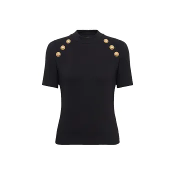 BALMAIN 6 Button Knit T Shirt