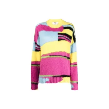 MSGM Geometric Print Crewneck Knit Sweater