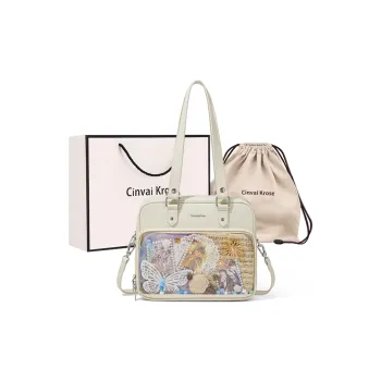CinvaiKrose Synthetic Leather Ita Bag Shoulder Bag Women's Ecru