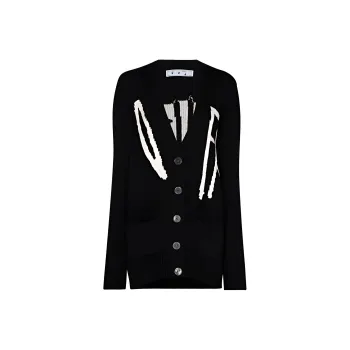 OFF WHITE Graffiti V Neck Cardigan Black