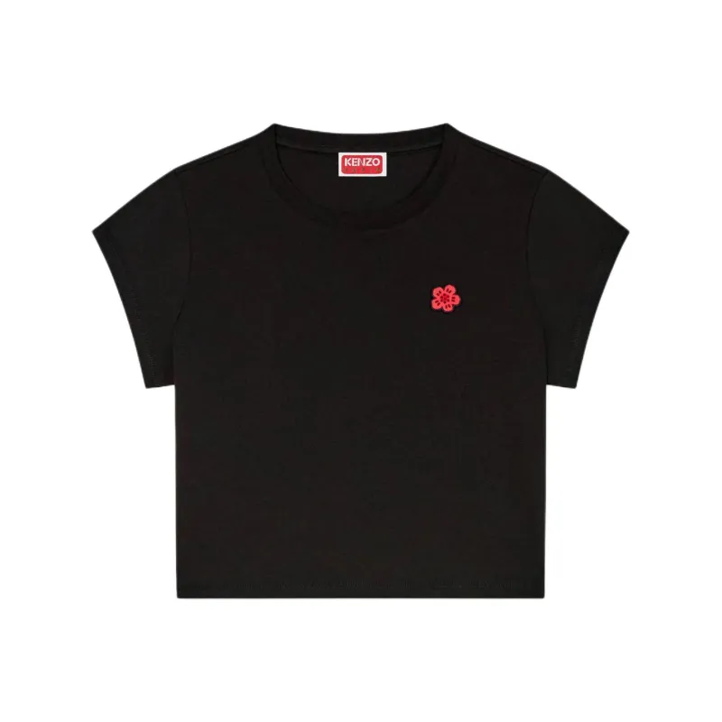 KENZO Boke Flower Embroidered Cropped T Shirt-0