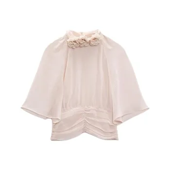 ZARA Crop Tops Women's Earth Gray Pink
