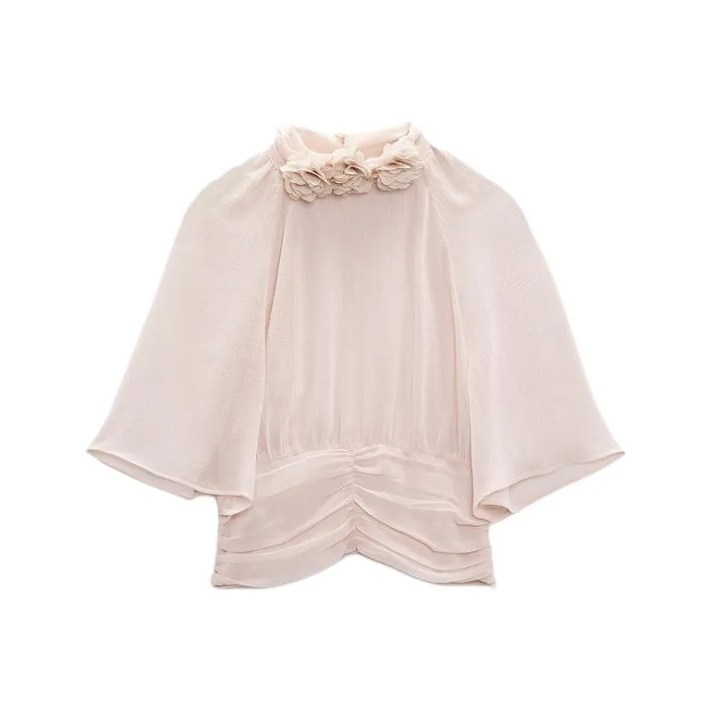 ZARA Crop Tops Women's Earth Gray Pink-0