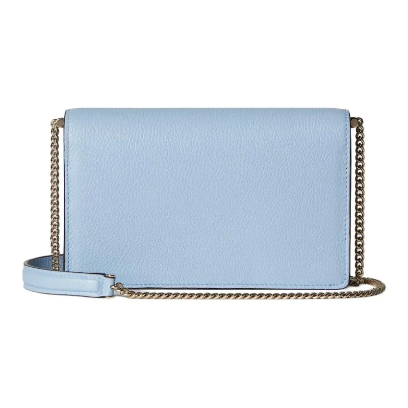 GUCCI Grain Leather Crossbody Bag Regular Women's Light Blue-2