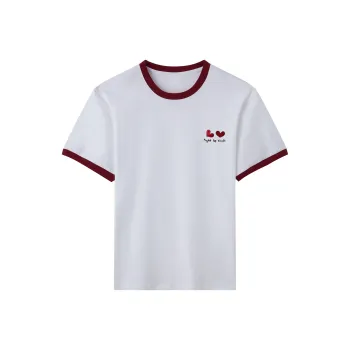 TEME T Shirt Women's White & Burgundy