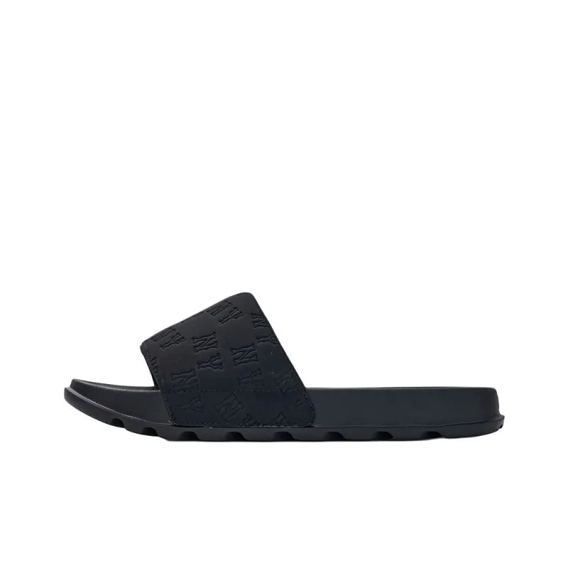 MLB MONOGRAM Series New York Yankees Team Slip Resistant Abrasion Resistant Slide Slippers Unisex Black-0
