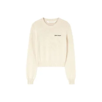 PALM ANGELS Logo Embroidered Crewneck Knitted Jumper