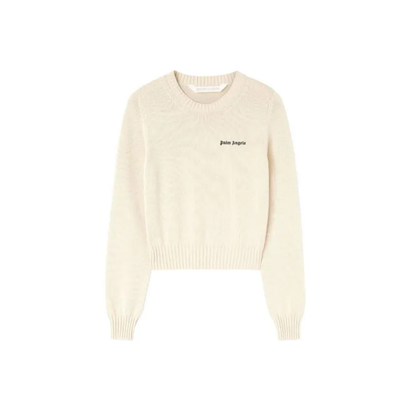 PALM ANGELS Logo Embroidered Crewneck Knitted Jumper-0