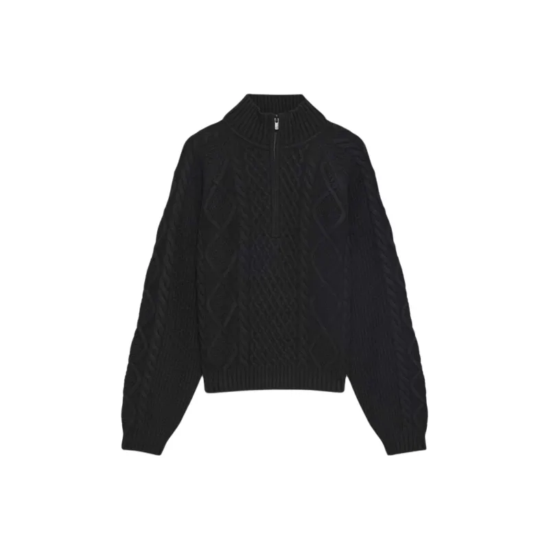 ARITZIA Sunday Best Boreal 1/4 Zip Sweater Sweater Women's BLACK/Black-0
