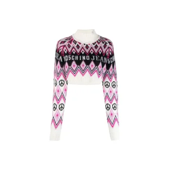 MOSCHINO Logo Intarsia knit Cardigan