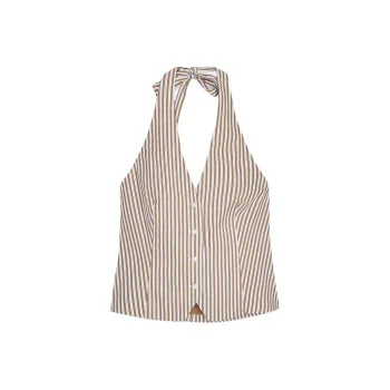 ZARA Tank Tops Women's Brown Blue