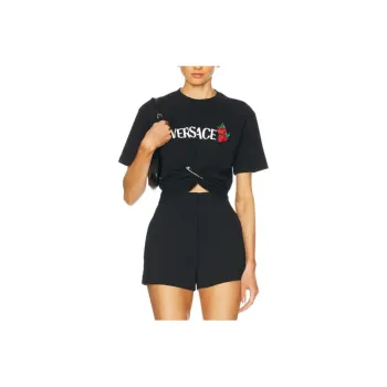 VERSACE Strawberry Motif Safety Pin Detailed T Shirt