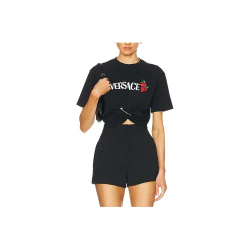 VERSACE Strawberry Motif Safety Pin Detailed T Shirt