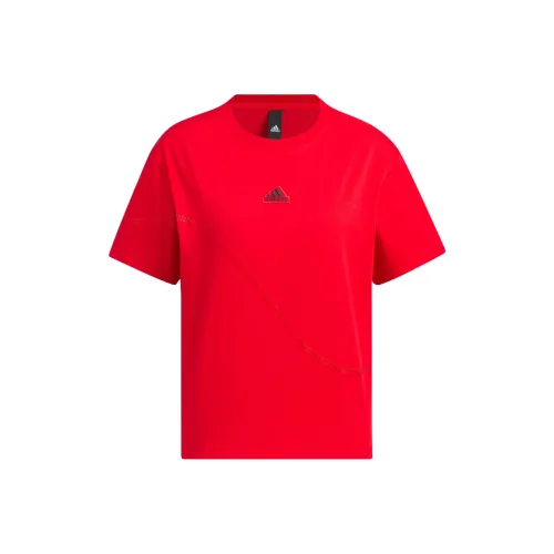Adidas FW23 Drop Shoulder Sleeve T Shirt Women's Light Scarlet