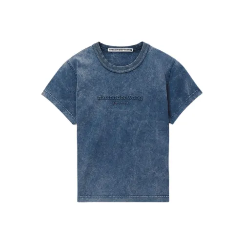 Alexander Wang SS24 Drop Shoulder Sleeve T Shirt Women's Bright Sapphire Blue