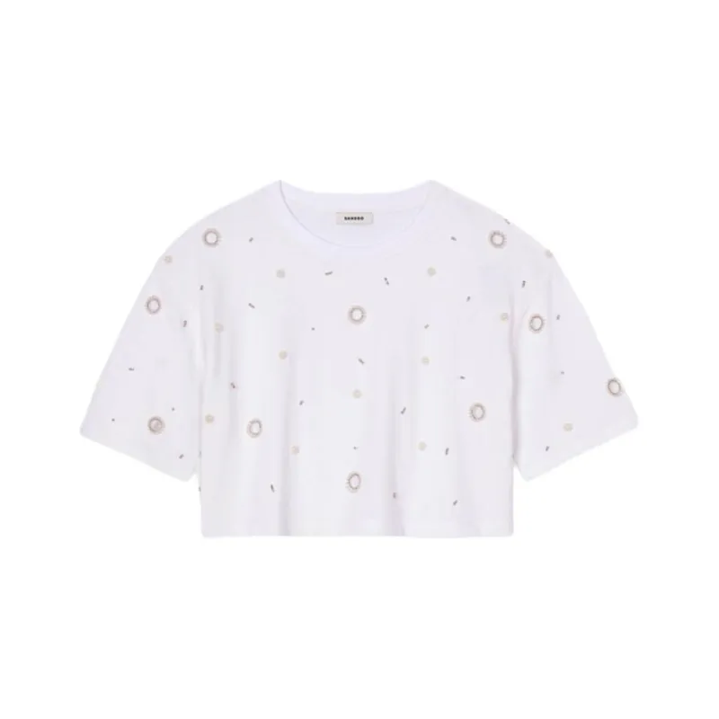Sandro Pearl detail T shirt-0