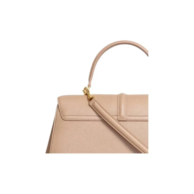 CELINE 16 Cow Leather Handbag Women's Beige-3