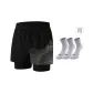 Black Silver Shorts (Includes 3 Gray Socks Pack)