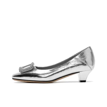 ELLE Chunky Heel High Heels 3.5cm Women's Silver